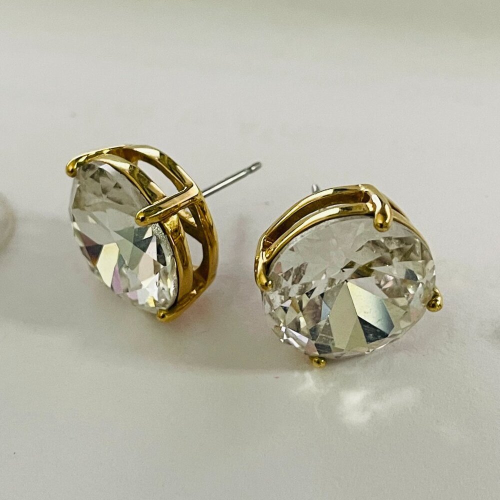 KATE SPADE Gold Crystal Stud Earrings Classic Wedding Jewelry